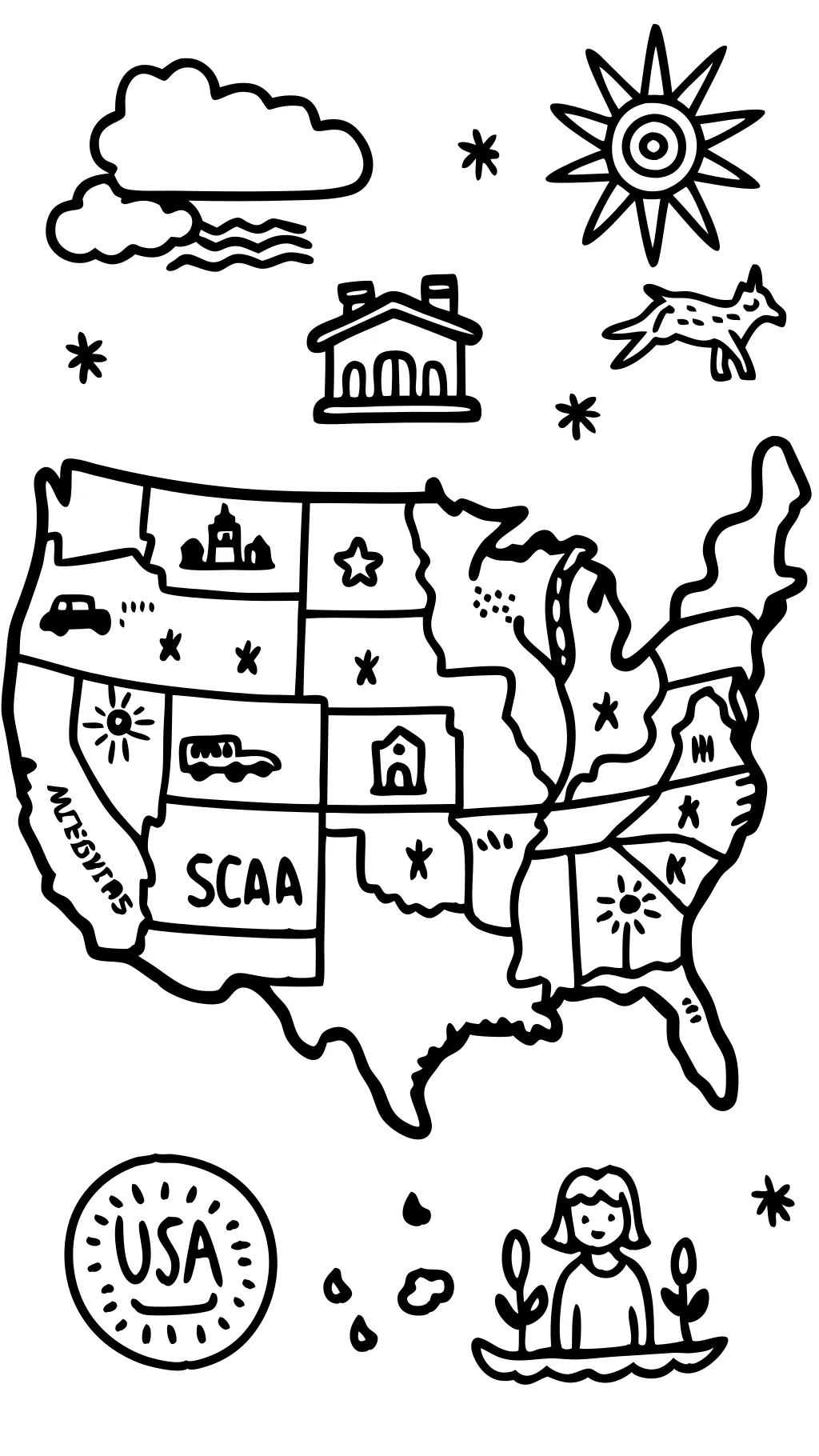 coloring pages map of united states